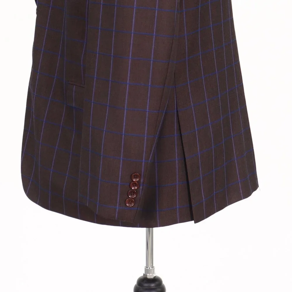 Agiboss 44R Brown Check 2-Button Sport Coat Blazer Jacket G086